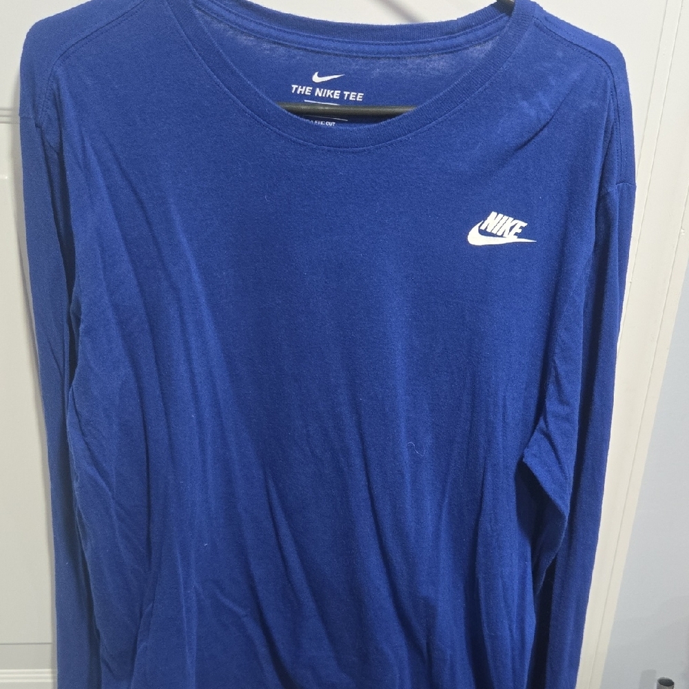 Nike Long Sleeve Tee - Blue with White Swoosh